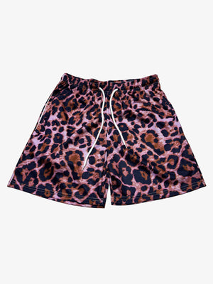 Leopard Print Mesh Shorts 