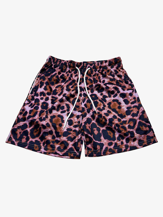 Shorts mit Leopardenmuster und Mesh-Einsätzen