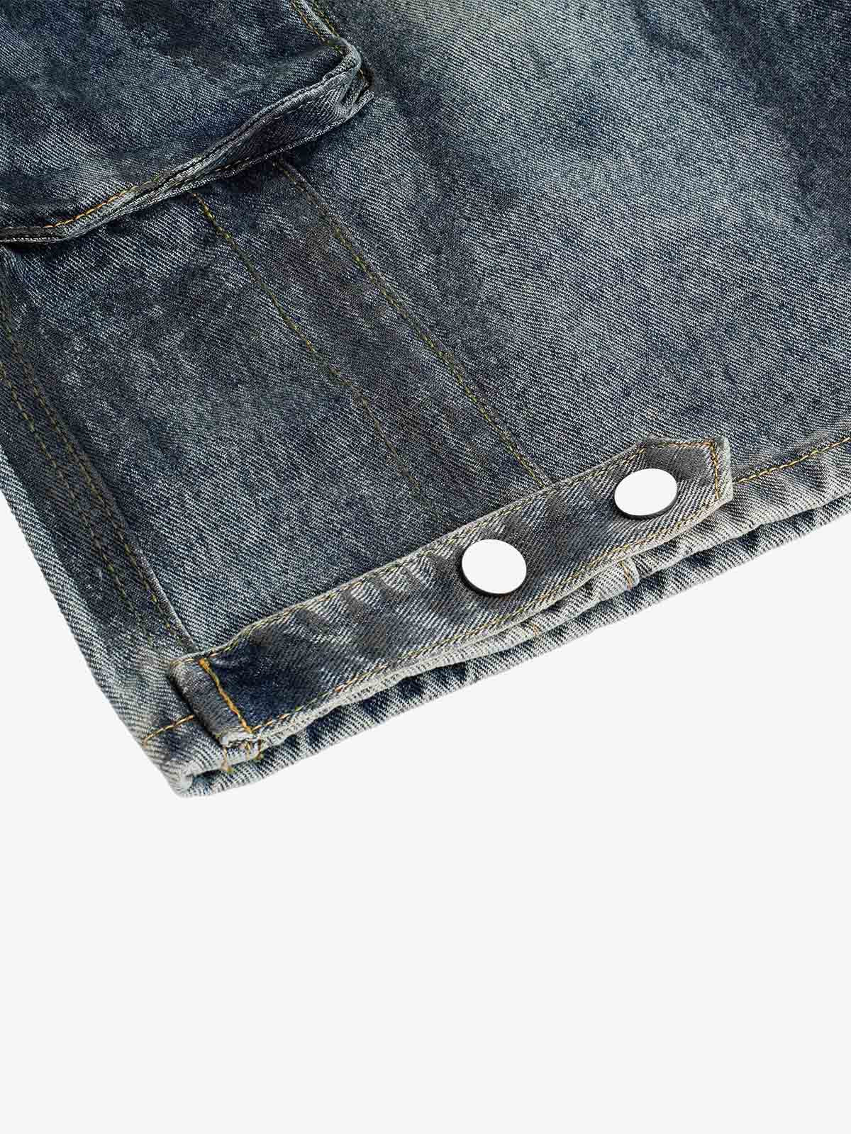 Grunge-Waschung Cargo-Denim-Shorts