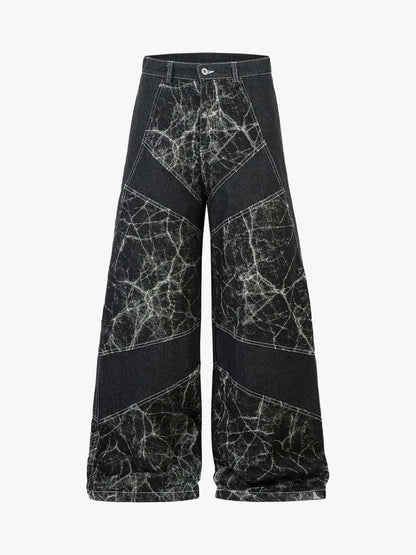 Deconstructed Split Tie-Dye Jeans 