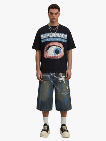 Street Painting Graffiti Denim Jorts - 2476 