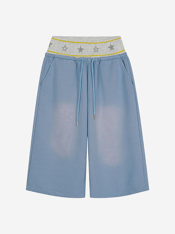 Shorts mit Sternenbund, weitem Bein und Kordelzug