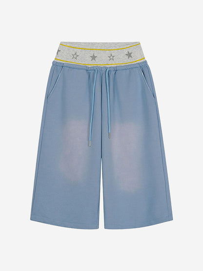 Shorts mit Sternenbund, weitem Bein und Kordelzug