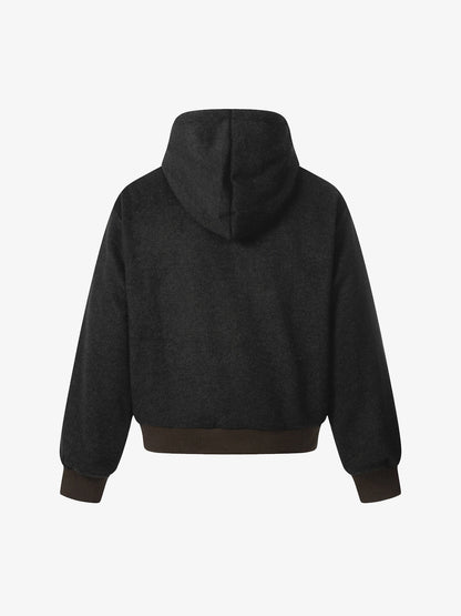 Retro Reversible Fleece Lined Zip-up Hooded Jacket 