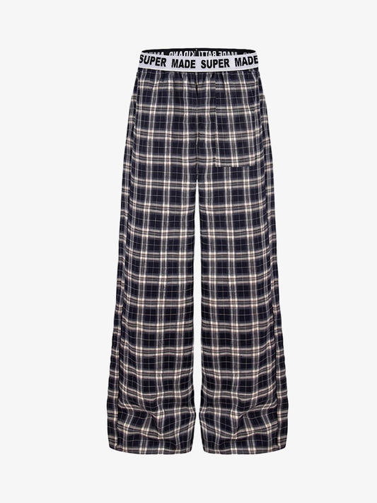 Superweiche Flanell-Pyjamahose aus Baumwolle – Weit geschnittene karierte Loungehose