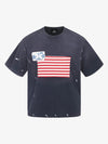 Vintage T-Shirt mit gewaschenem Flaggen-Patchwork-Grafik