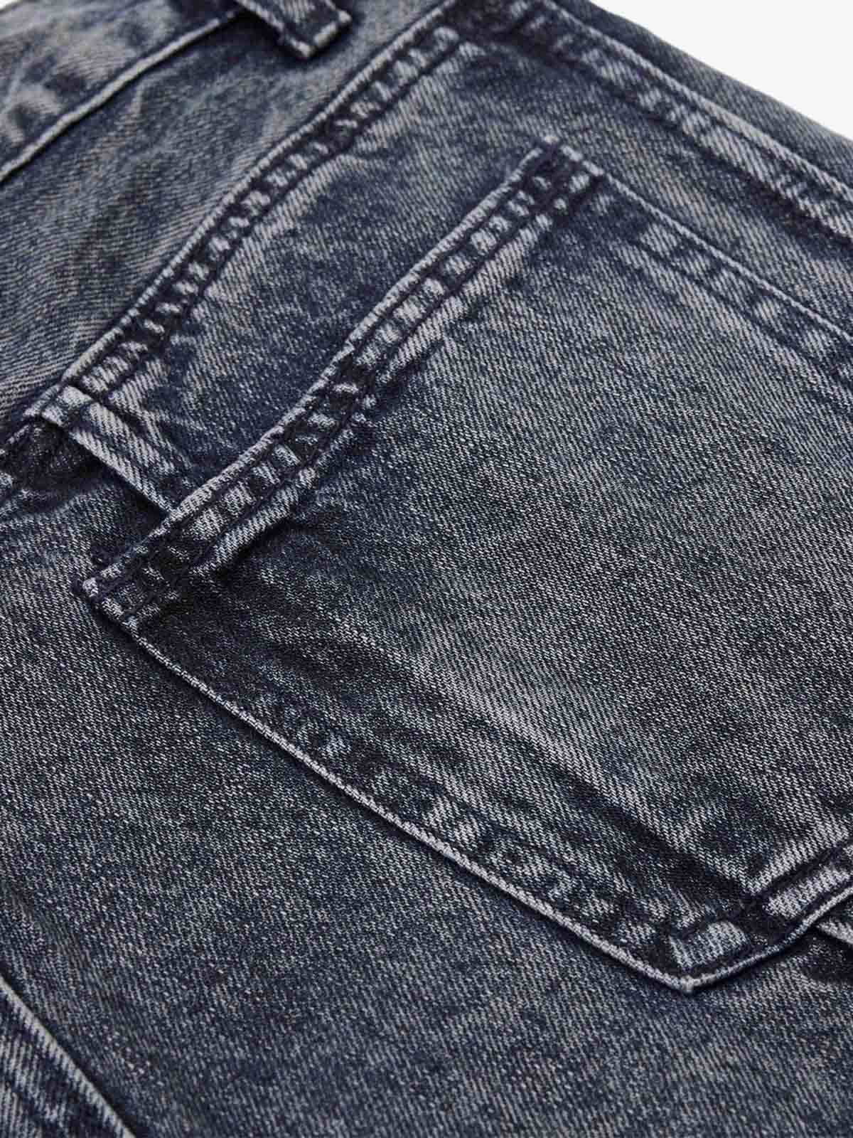 Washed Geometric Panel Barrel Jeans 