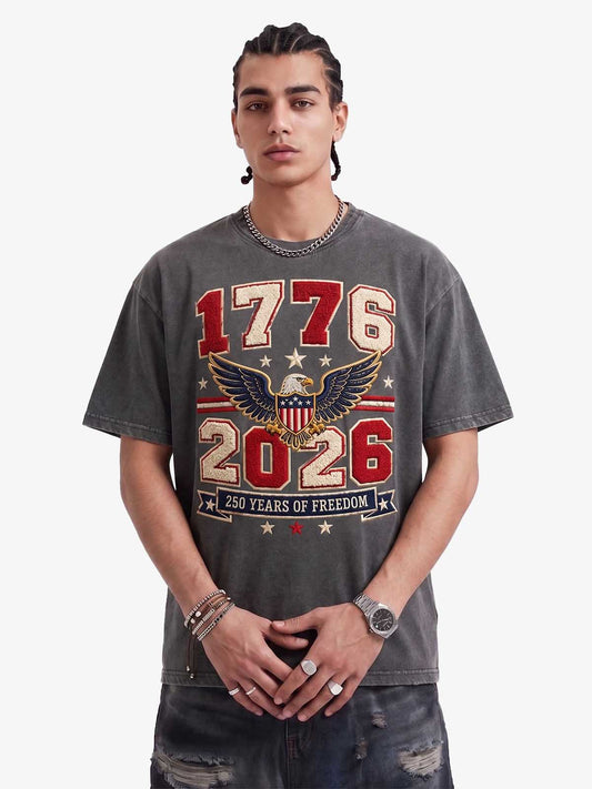 Vintage-T-Shirt mit Handtuchstickerei