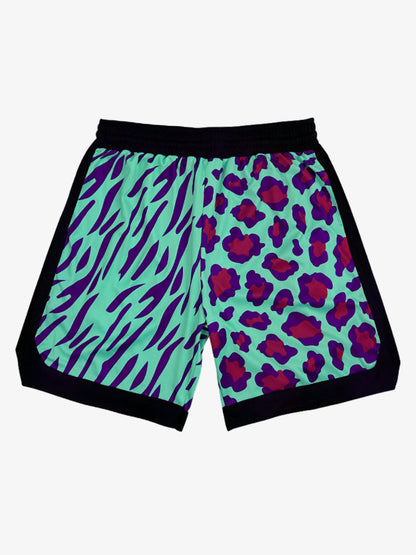 Moisture-Wicking Split Leopard Mixed Sport Shorts 