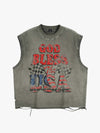 Vintage-Tanktop mit Ösen, ärmellos, gewaschen