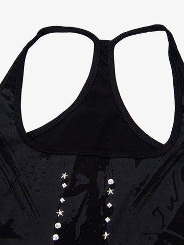 Tanktop mit Union-Jack-Motiv und Racerback-Ausschnitt – Tanktop aus Baumwollmischgewebe mit Nieten