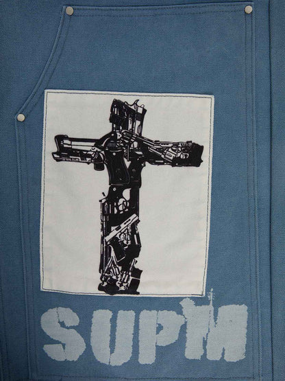 Supermade Multi-Element Appliqué Patchwork Denim Suit - 2593 