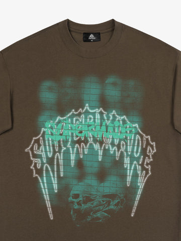 Dark Grid Skull Graphic T-Shirt 