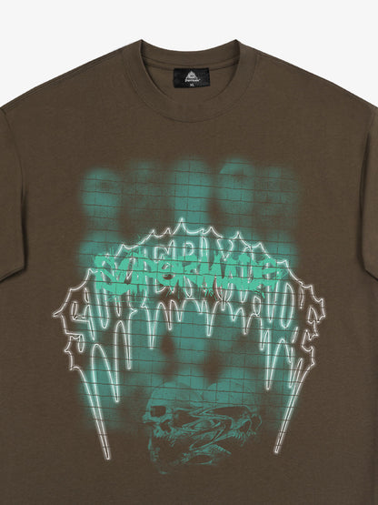 Dark Grid Skull Graphic T-Shirt 