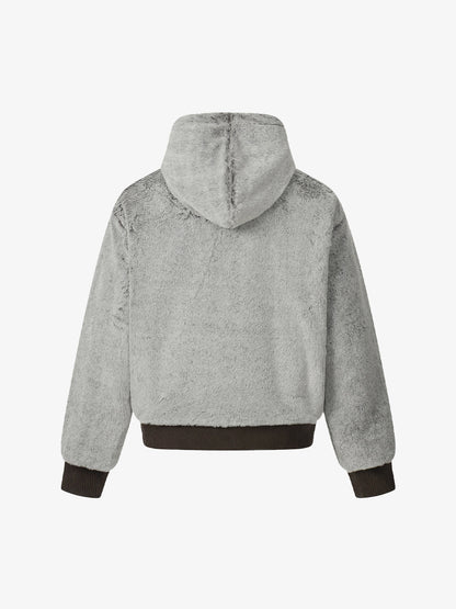 Retro Reversible Fleece Lined Zip-up Hooded Jacket 