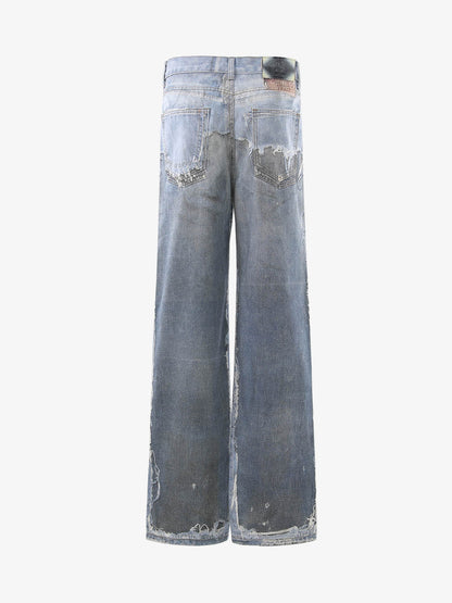 Vintage Jeans mit Used-Look und weitem Bein