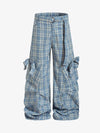 Retro-Cargohose mit Karomuster und Schnürung