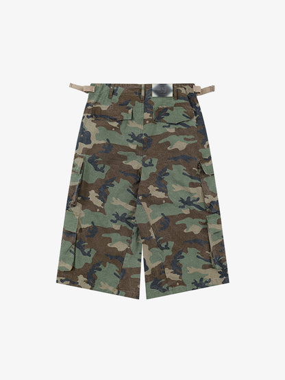 Ripstop Camouflage Cargo Shorts – 100% Cotton Lightweight Military Utility Shorts