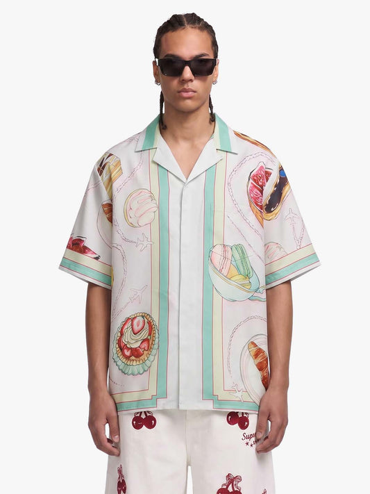Vintage Macaron Color-Block Cuban Shirt