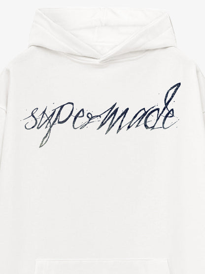 Metallic Script Letter Cross Graphic Hoodie 