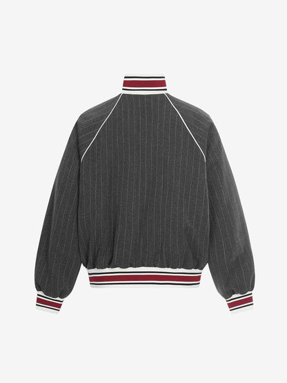 Retro Color-Blocked Striped Stand-Collar Tracksuit 