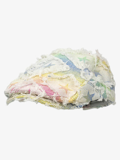 Distressed Rainbow Star Patchwork Flat Cap 