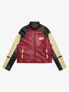 Original Contrast Color Leather Jacket - 2565 