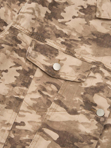 Camouflage Multi-Pocket Work Denim Jacket 