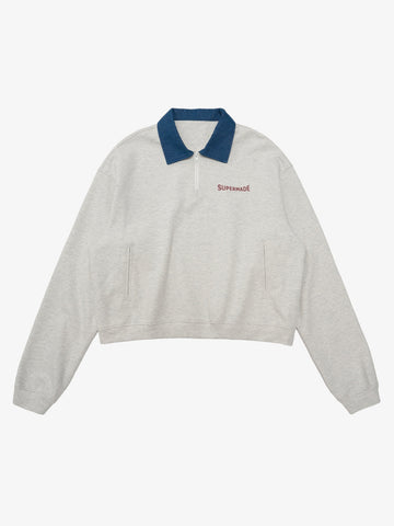 Original Denim Lapel Patchwork Sweatshirt 