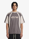 Jersey Deconstructed Contrast Color Stitching Print T-shirt - 2407 