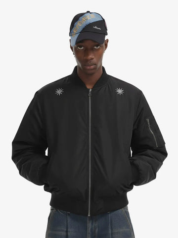 Vintage Graphic Star Embroidered Bomber Jacket 