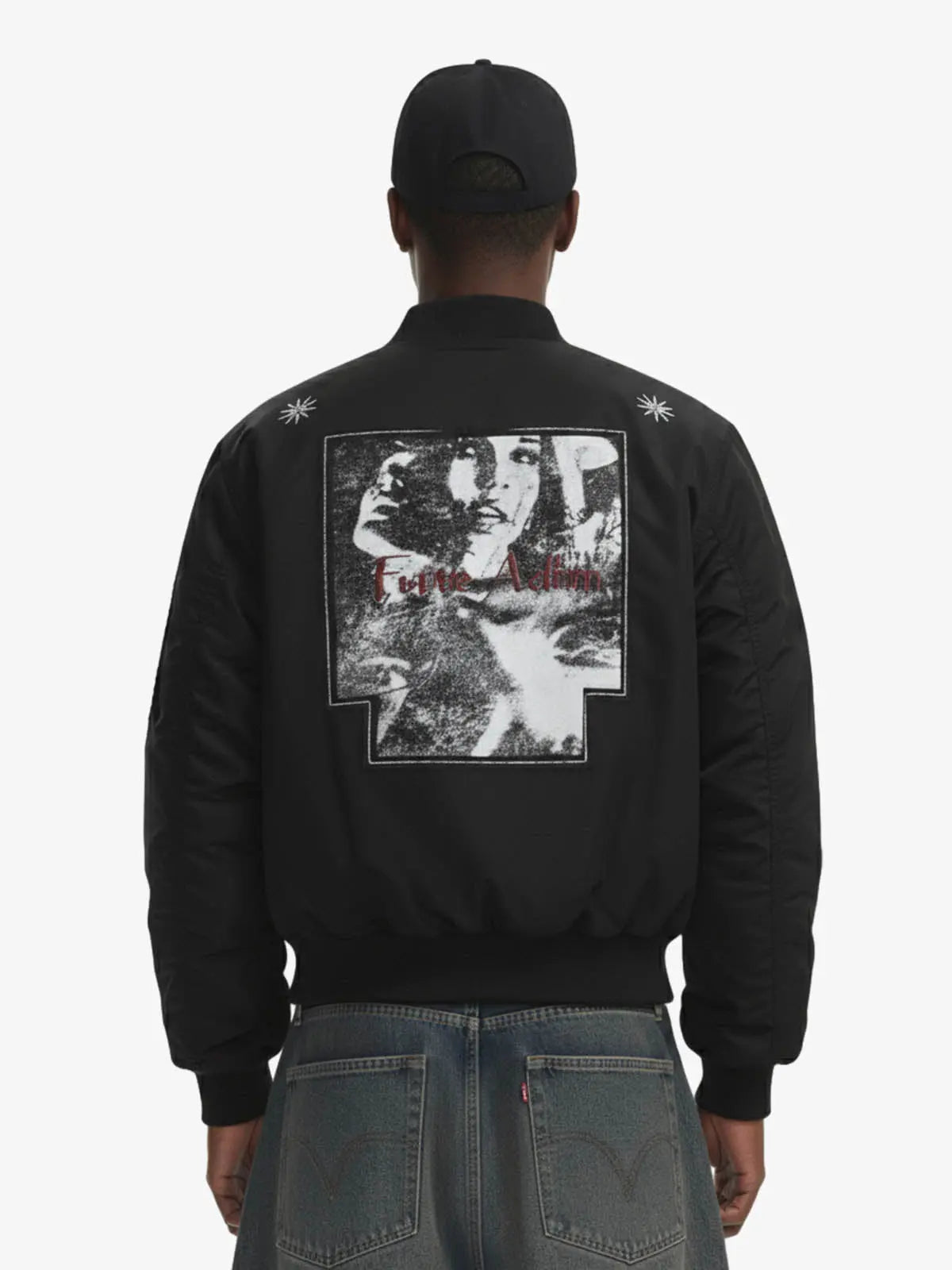 Vintage Graphic Star Embroidered Bomber Jacket 
