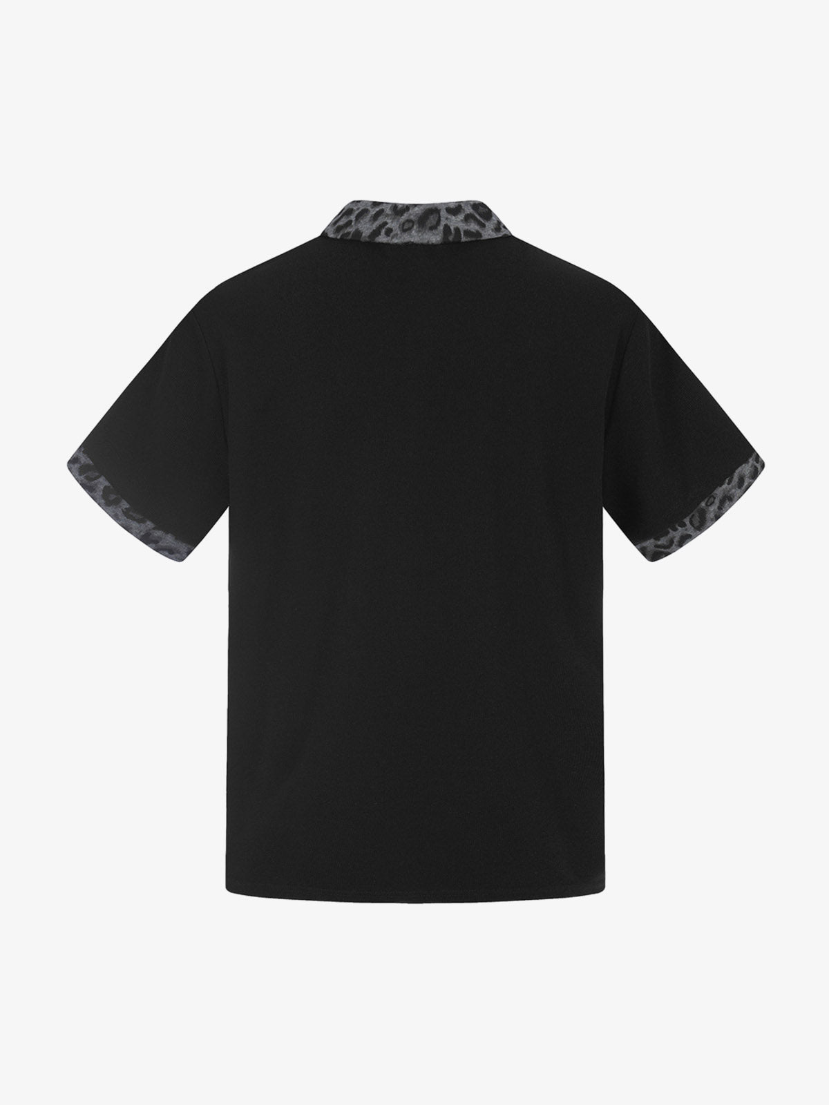 Rock Grunge Aesthetic Leopard Patchwork Polo Shirt 