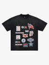 T-Shirt mit gewaschenem Vintage-Aufkleberdruck