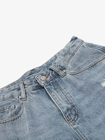 Distressed Light Wash Denim Jorts 