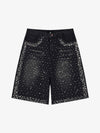 Jeansshorts mit Perlenstickerei