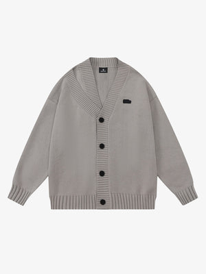 Layered Double V-Neck Ribbed Knit Cardigan 