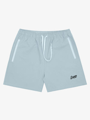 Minimalistische Shorts mit Reißverschlusstasche und Kordelzug