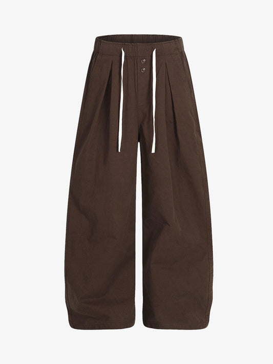 Drawstring Pleated Barrel Pants 