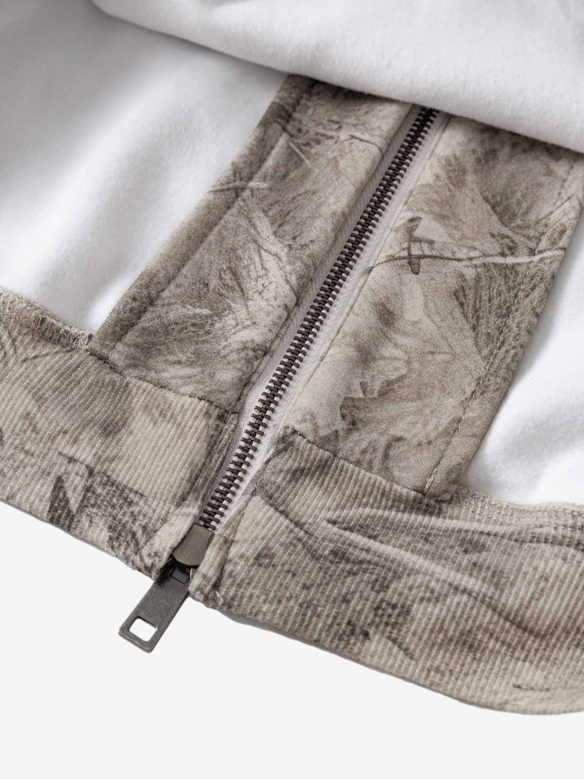 Camouflage Fleece-Lined Hoodie – Oversized Pullover Streetwear Sweatshirt