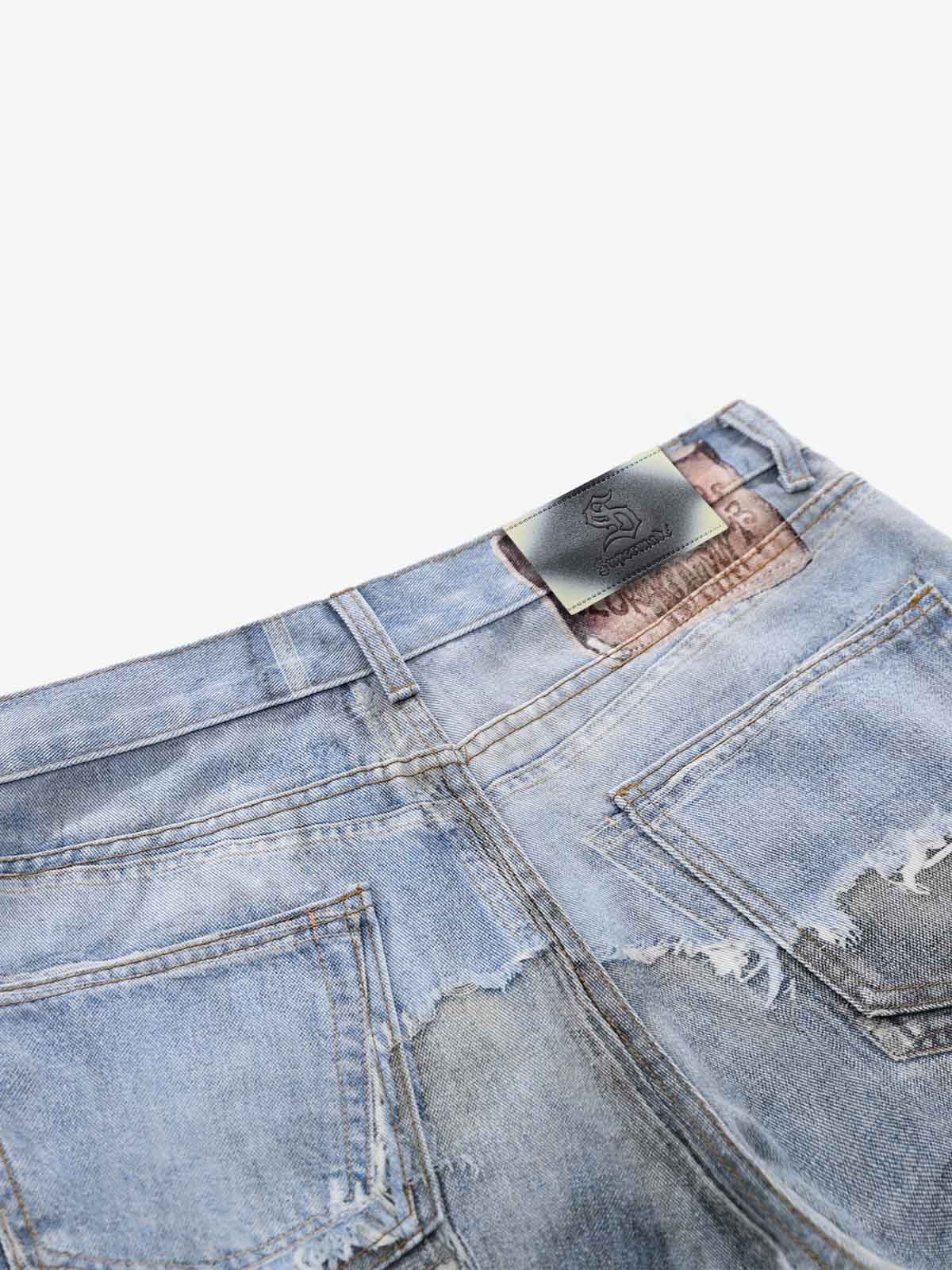 Vintage Jeans mit Used-Look und weitem Bein