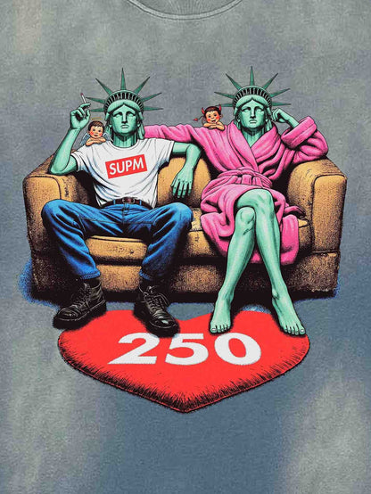 Vintage Washed Liberty Graphic Oversized T-Shirt 