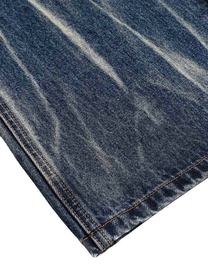 Tie Dyed Wrinkled Effect Straight Jeans 