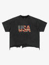 Lässiges T-Shirt mit zerrissener USA-Flagge