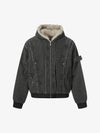 Retro Washed Fleece-lined Hooded Work Jacket 