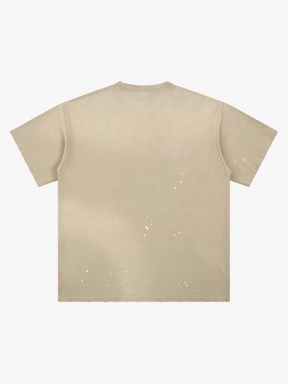 Black Distressed Graphic Tee with Boxing Glove Print – Oversized Streetwear T-Shirt
