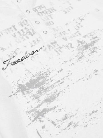 Supermade Industrial Text Print Long Sleeve Henley T-Shirt 