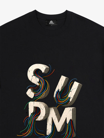 SPMD Letter Cable Graphic T-Shirt 