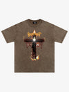 Washed Gothic Cross Graphic T-Shirt 