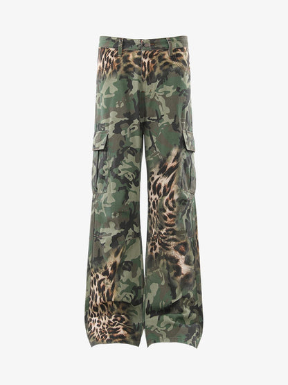 Camouflage-Leoparden-Patchwork-Cargohose